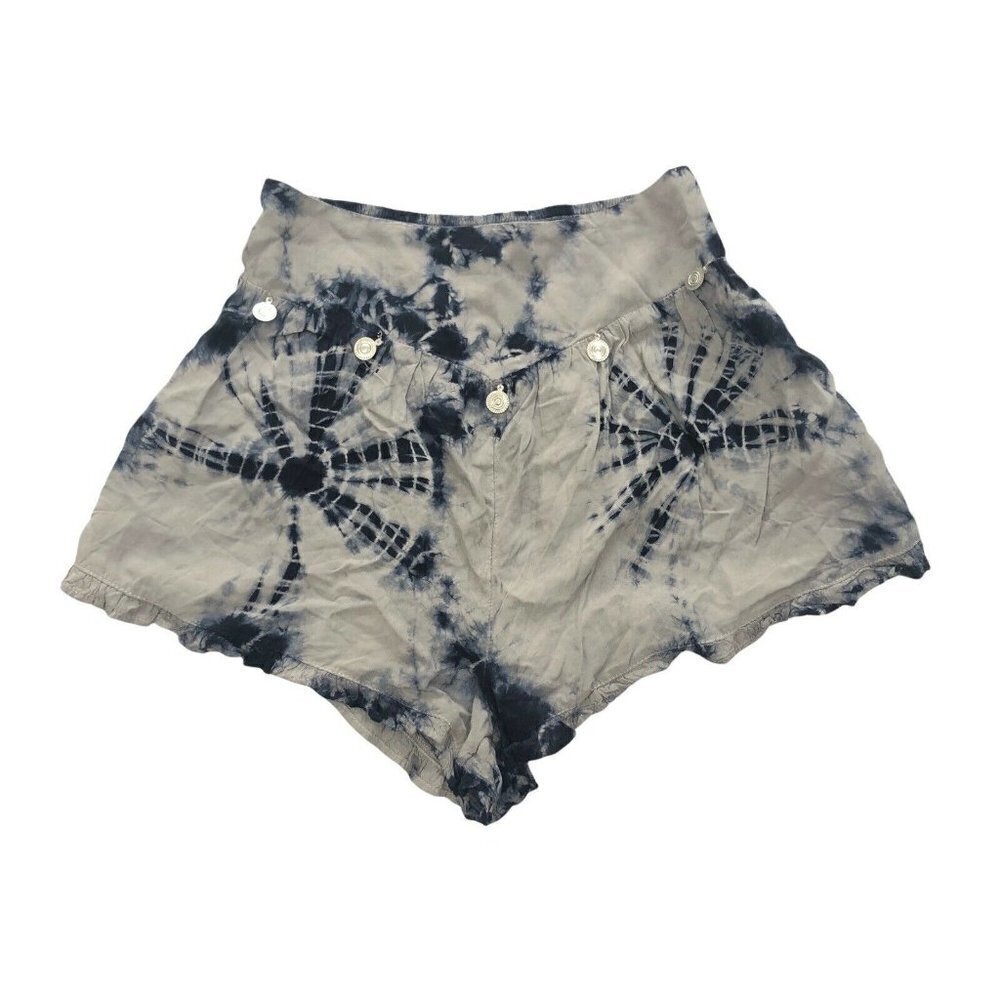 NWT American Eagle Gray Tie Dye Ruffle Hem Pull On High Rise Shorts